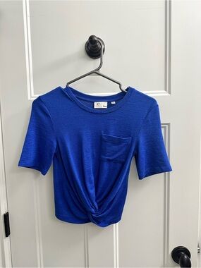 Wilfred Free Royal Blue Front Tied Crop Top